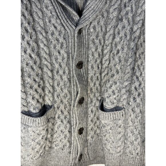 Bonobos Sweater Mens XL Slim Gray Wool Cashmere Button Up Shawl Cardigan Grandpa - Picture 2 of 9